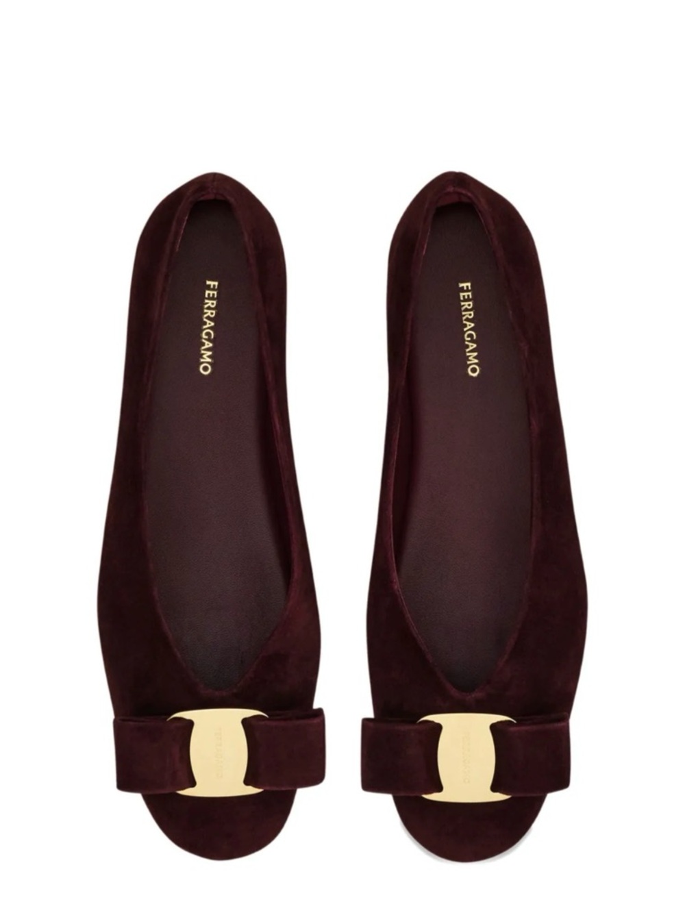 NEW Salvatore Ferragamo Vanna Burgundy Suede Ballerina Bow flats 8 C